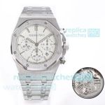 Swiss Replica Audemars Piguet Royal Oak White Dial 41mm Steel Cal.4401 Chronograph Watch 